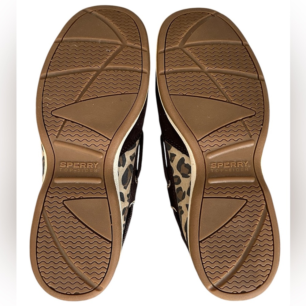 Sperry Brown Suede/Leather Cheetah Top Sider Lace Up Boat Shoes Size 8 - Picture 10 of 10